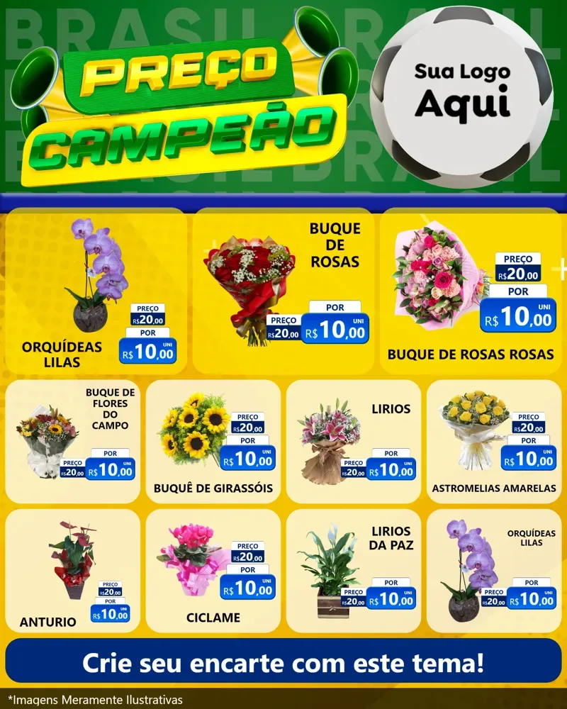 Modelo de Rede Social para Feed Instagram com o tema Preço Campeão - Copa para Floricultura e jardim