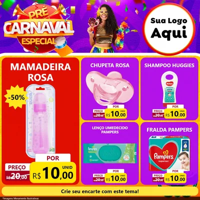 Modelo de Rede Social para Feed Facebook com o tema Pré-Carnaval Especial para Bebês