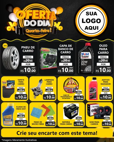 Modelo de Rede Social para Feed Instagram com o tema Oferta do Dia - Quarta Feira! para Auto peças