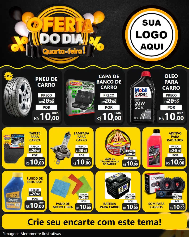 Modelo de Rede Social para Feed Instagram com o tema Oferta do Dia - Quarta Feira! para Auto peças