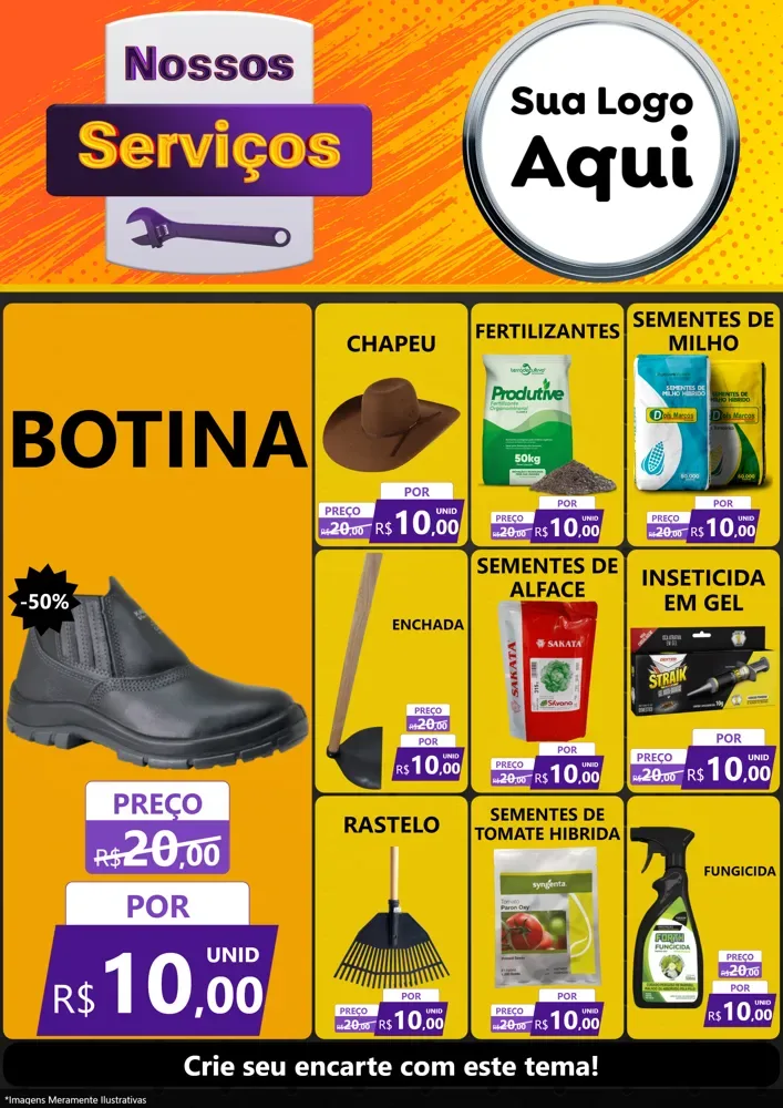 Modelo de Encarte para Encarte A4 Vertical com o tema Nossos Serviços para Agropecuária