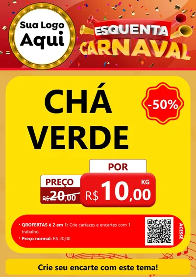Modelo de Cartaz para Cartaz A4 Vertical com o tema Esquenta Carnaval para Produtos Naturais