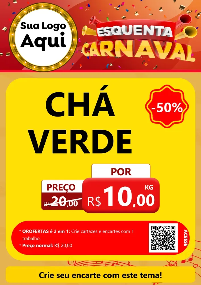 Modelo de Cartaz para Cartaz A4 Vertical com o tema Esquenta Carnaval para Produtos Naturais