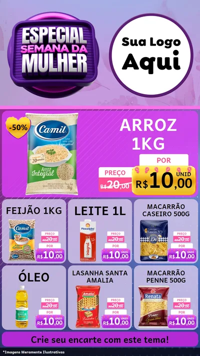 Modelo de Rede Social para Stories com o tema Especial Semana da Mulher para Supermercado
