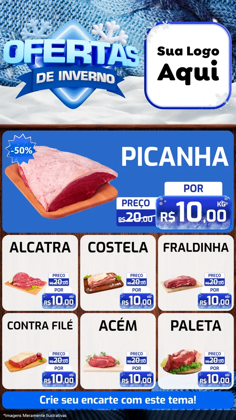 Modelo de Rede Social para Stories com o tema Ofertas de Inverno para Açougue