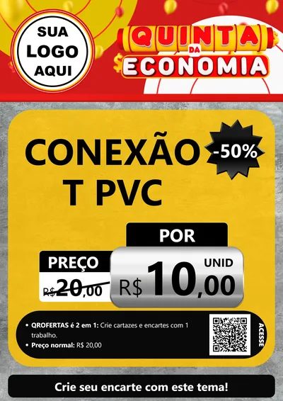 Modelo de Cartaz para Cartaz A4 Vertical com o tema Quinta da Economia para Tubos e conexões