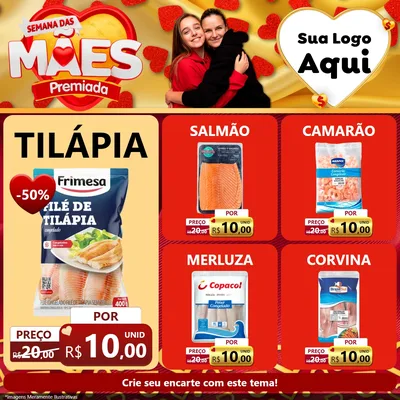 Modelo de Rede Social para Feed Facebook com o tema Semana das Mães Premiada para Peixaria