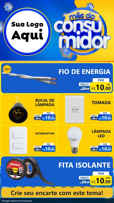 Modelo de TV para TV Vertical com o tema Mês do Consumidor para Materiais Elétricos