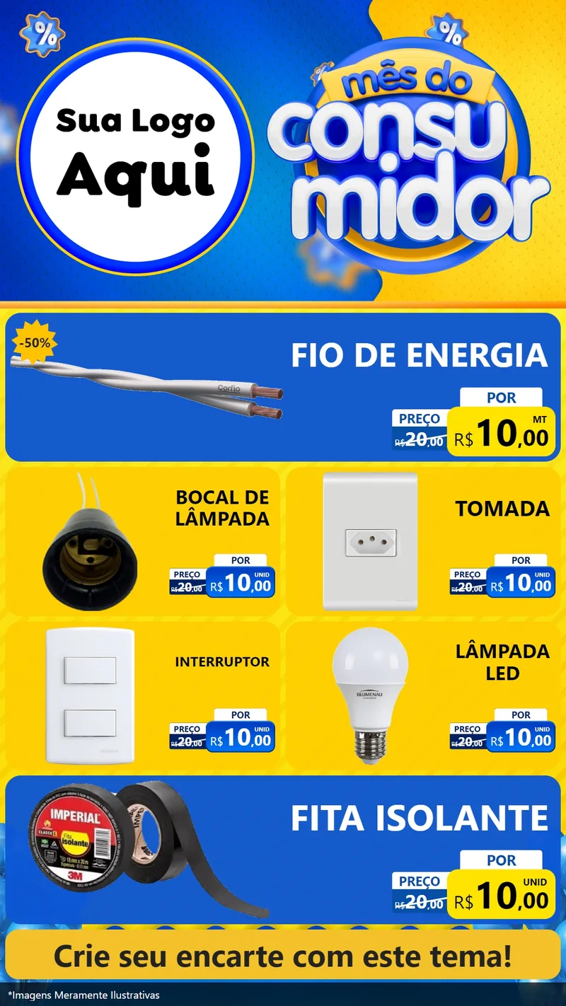 Modelo de TV para TV Vertical com o tema Mês do Consumidor para Materiais Elétricos