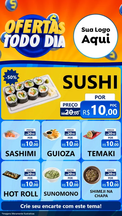 Modelo de Rede Social para Stories com o tema Ofertas Todo Dia para Comida japonesa