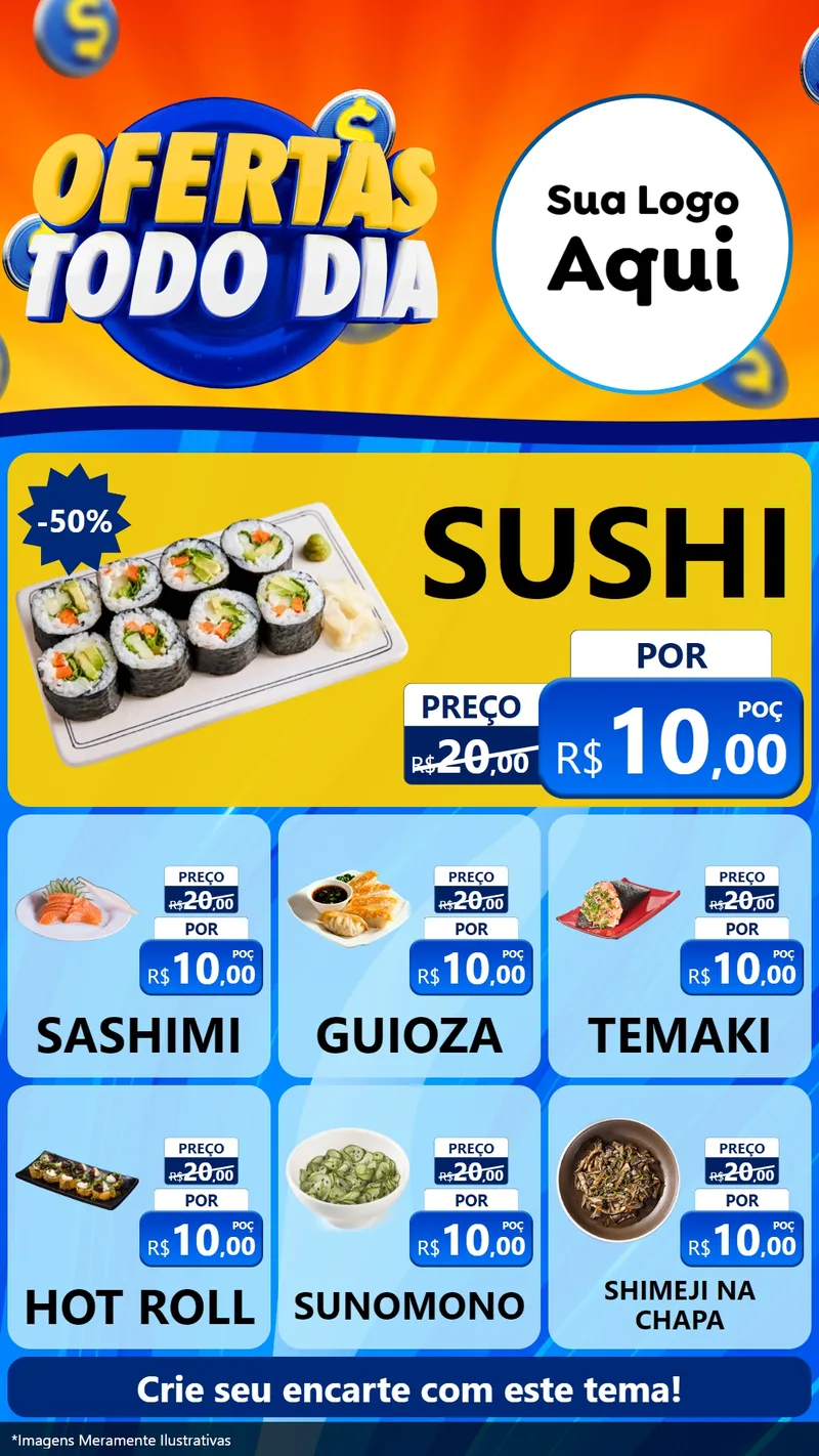 Modelo de Rede Social para Stories com o tema Ofertas Todo Dia para Comida japonesa