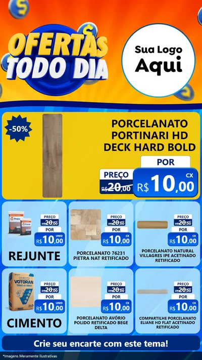 Modelo de Rede Social para Stories com o tema Ofertas Todo Dia para Pisos e revestimentos