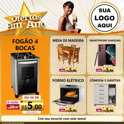 Modelo de Rede Social para Feed Facebook com o tema Ofertas Fim de Ano para Móveis e Eletro