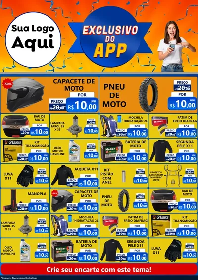 Modelo de Encarte para Encarte A4 Vertical com o tema Exclusivo do Aplicativo para Moto peças