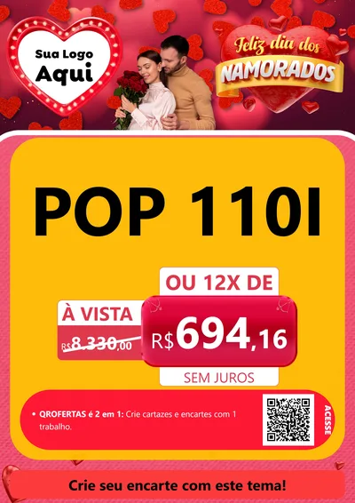Modelo de Cartaz para Cartaz A4 Vertical com o tema Feliz Dia Dos Namorados para Concessionaria de Motos