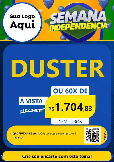 Modelo de Cartaz para Cartaz A4 Vertical com o tema Semana da Independência para Concessionaria de Carros