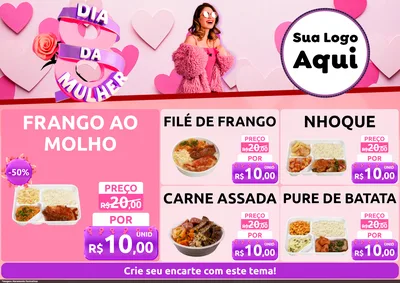 Modelo de Encarte para Encarte A4 Horizontal com o tema Dia da Mulher para Restaurante