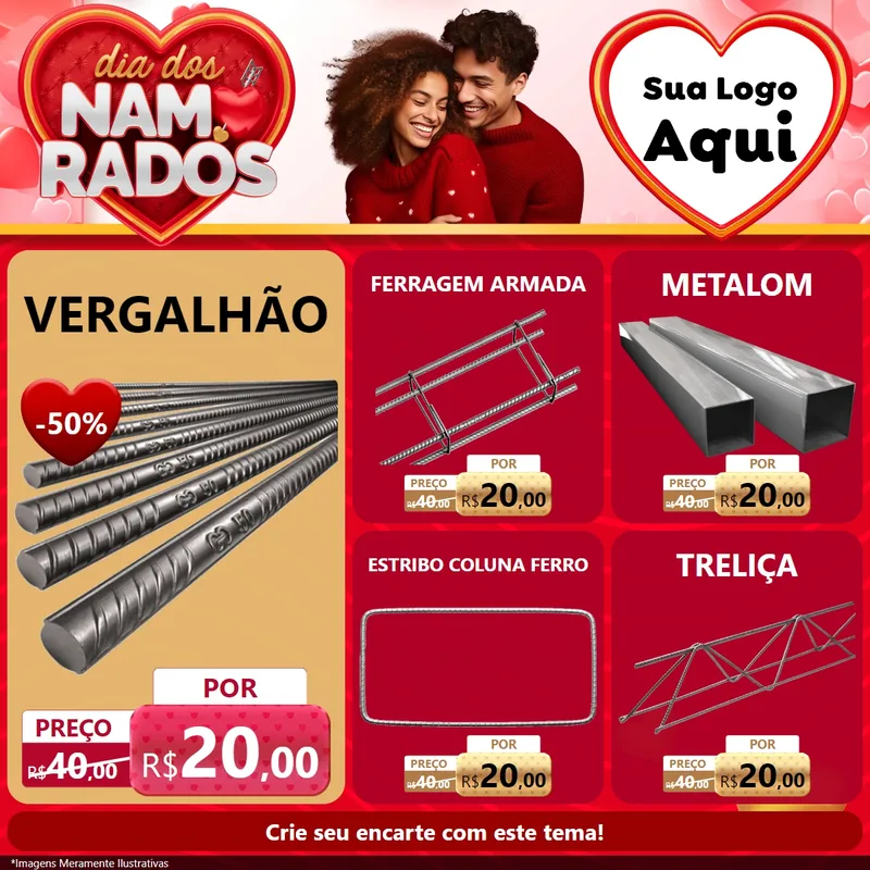 Modelo de Rede Social para Feed Facebook com o tema Dia dos Namorados para Ferragens