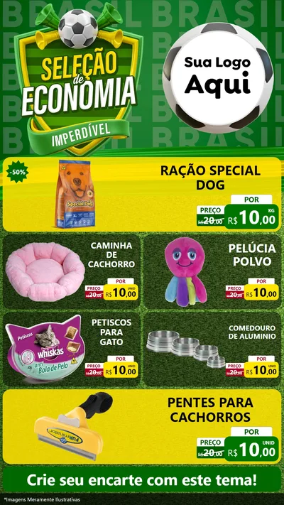 Modelo de TV para TV Vertical com o tema Seleção de Economia - Copa para Pet Shop