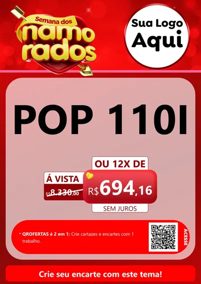 Modelo de Cartaz para Cartaz A4 Vertical com o tema Semana dos namorados para Concessionaria de Motos