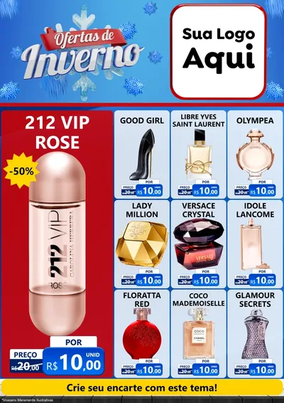 Modelo de Encarte para Encarte A4 Vertical com o tema Ofertas de Inverno para Perfumes