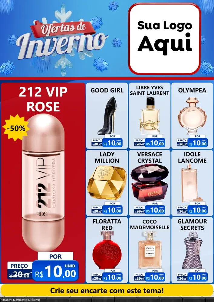 Modelo de Encarte para Encarte A4 Vertical com o tema Ofertas de Inverno para Perfumes