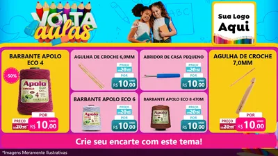 Modelo de TV para TV Horizontal com o tema Volta às Aulas para Armarinho e Aviamentos