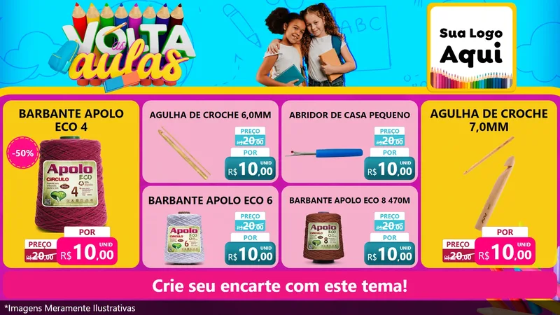 Modelo de TV para TV Horizontal com o tema Volta às Aulas para Armarinho e Aviamentos