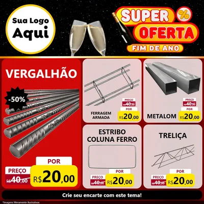 Modelo de Rede Social para Feed Facebook com o tema Super Oferta Fim de Ano para Ferragens