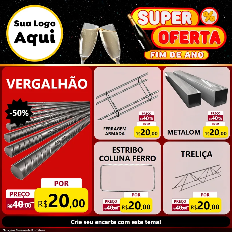Modelo de Rede Social para Feed Facebook com o tema Super Oferta Fim de Ano para Ferragens