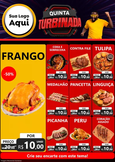 Modelo de Encarte para Encarte A4 Vertical com o tema Quinta Turbinada para Assados