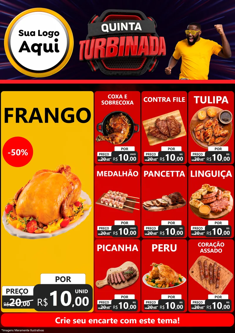 Modelo de Encarte para Encarte A4 Vertical com o tema Quinta Turbinada para Assados