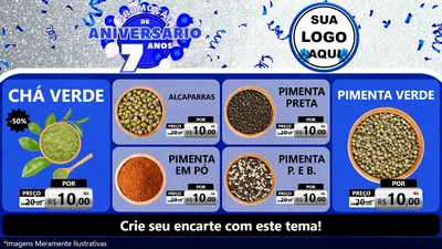 Modelo de TV para TV Horizontal com o tema Promoção de Aniversário - 7 Anos para Produtos Naturais