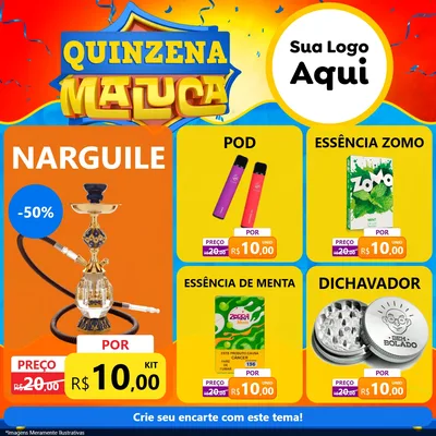 Modelo de Rede Social para Feed Facebook com o tema Quinzena Maluca para Tabacaria