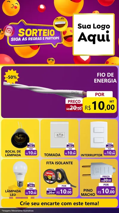 Modelo de Rede Social para Stories com o tema Sorteio para Materiais Elétricos