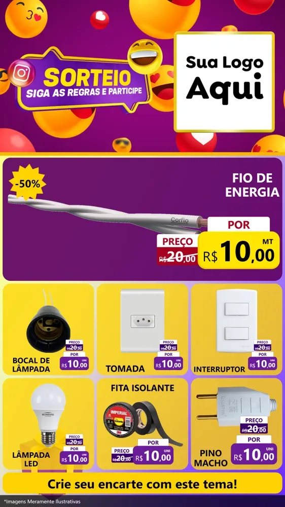 Modelo de Rede Social para Stories com o tema Sorteio para Materiais Elétricos