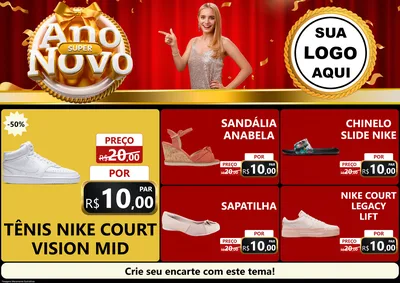 Modelo de Encarte para Encarte A4 Horizontal com o tema Super Ano Novo para Calçados