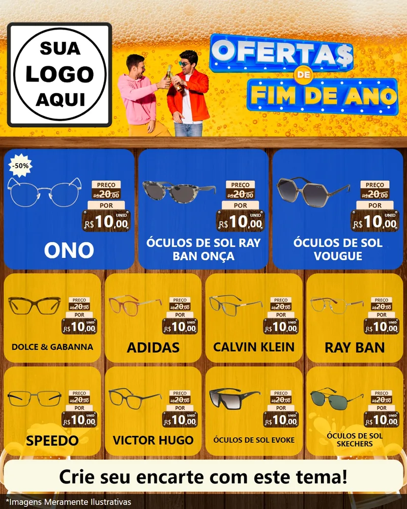 Modelo de Rede Social para Feed Instagram com o tema Ofertas de Fim de Ano para Óticas