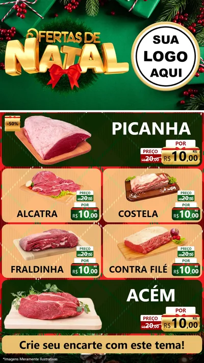Modelo de TV para TV Vertical com o tema Ofertas de Natal para Açougue