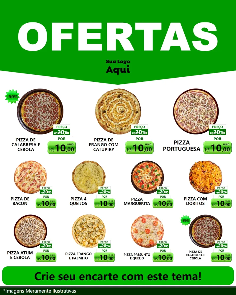 Modelo de Rede Social para Feed Instagram com o tema Ofertas Verde Cartaz para Pizzaria