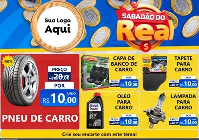 Modelo de Encarte para Encarte A4 Horizontal com o tema Sabadão do Real para Auto peças