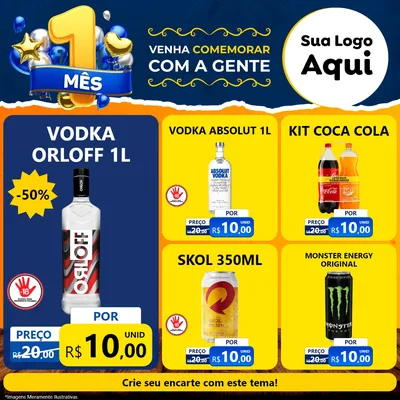 Modelo de Rede Social para Feed Facebook com o tema Um Mês de Aniversário para Distribuidora de bebidas