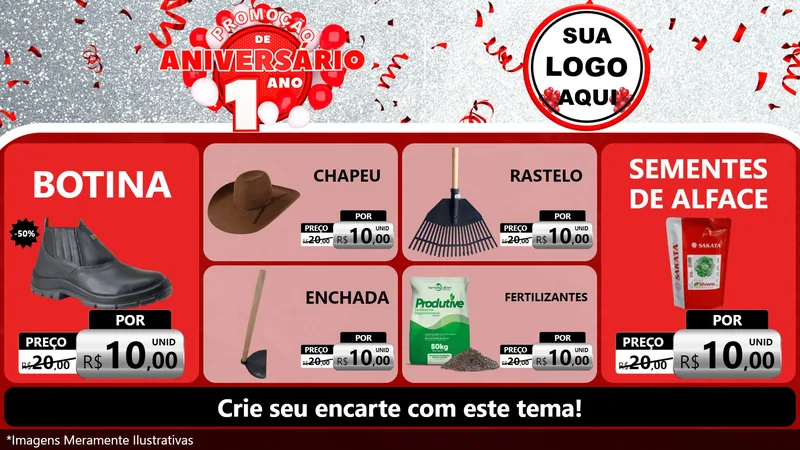 Modelo de TV para TV Horizontal com o tema Promoção de Aniversário - 1 Ano para Agropecuária