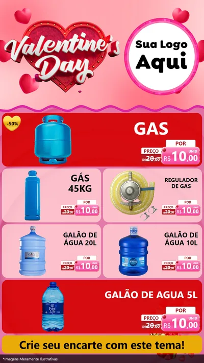 Modelo de TV para TV Vertical com o tema Valentine's Day para Água e gás