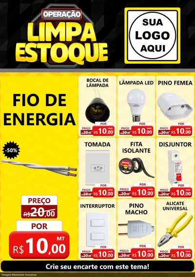 Modelo de Encarte para Encarte A4 Vertical com o tema Operação Limpa Estoque para Materiais Elétricos