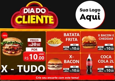 Modelo de Encarte para Encarte A4 Horizontal com o tema Dia do Cliente para Hamburgueria