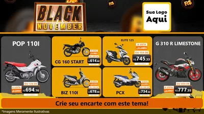 Modelo de TV para TV Horizontal com o tema Black November para Concessionaria de Motos