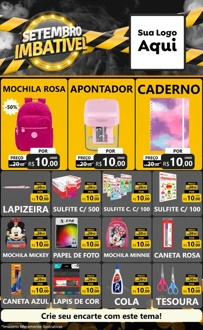 Modelo de Encarte para Encarte Grande com o tema Setembro Imbatível para Papelaria