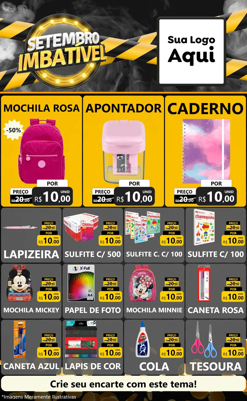 Modelo de Encarte para Encarte Grande com o tema Setembro Imbatível para Papelaria