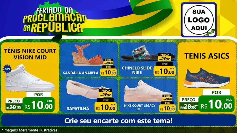 Modelo de TV para TV Horizontal com o tema Feriado da Proclamação da República para Calçados